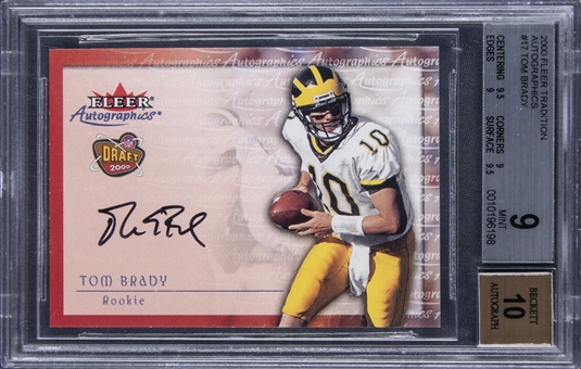 2000 Fleer Tradition "Autographics" #17 Tom Brady Signed Rookie Card – BGS MINT 9/BGS 10